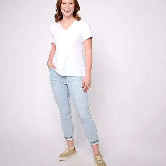 Isaac Mizrahi Denim - NEW Isaac Mizrahi Live! Regular Indigo True Denim Slim Jean w/ Stud Detail Sz 10